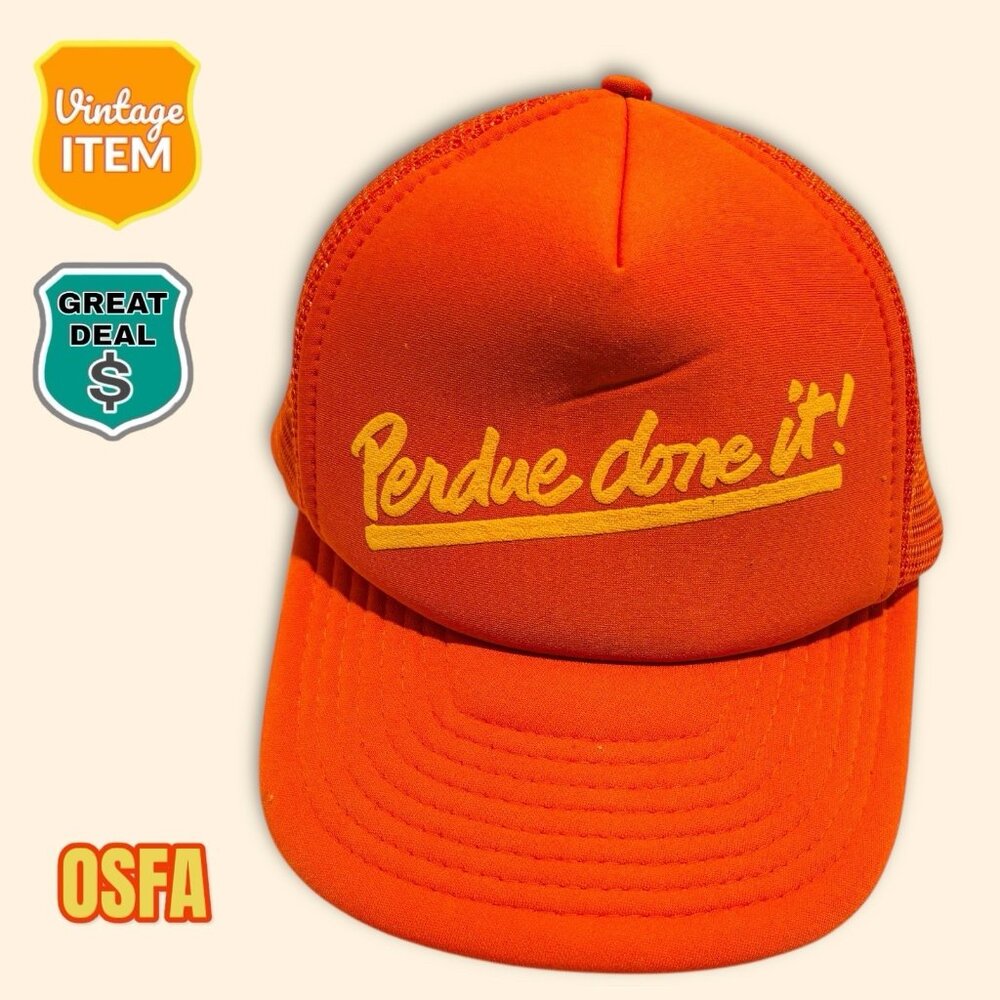 Vintage Speedway Perdue Done It! Orange Trucker Snapback Hat Cap. RARE!